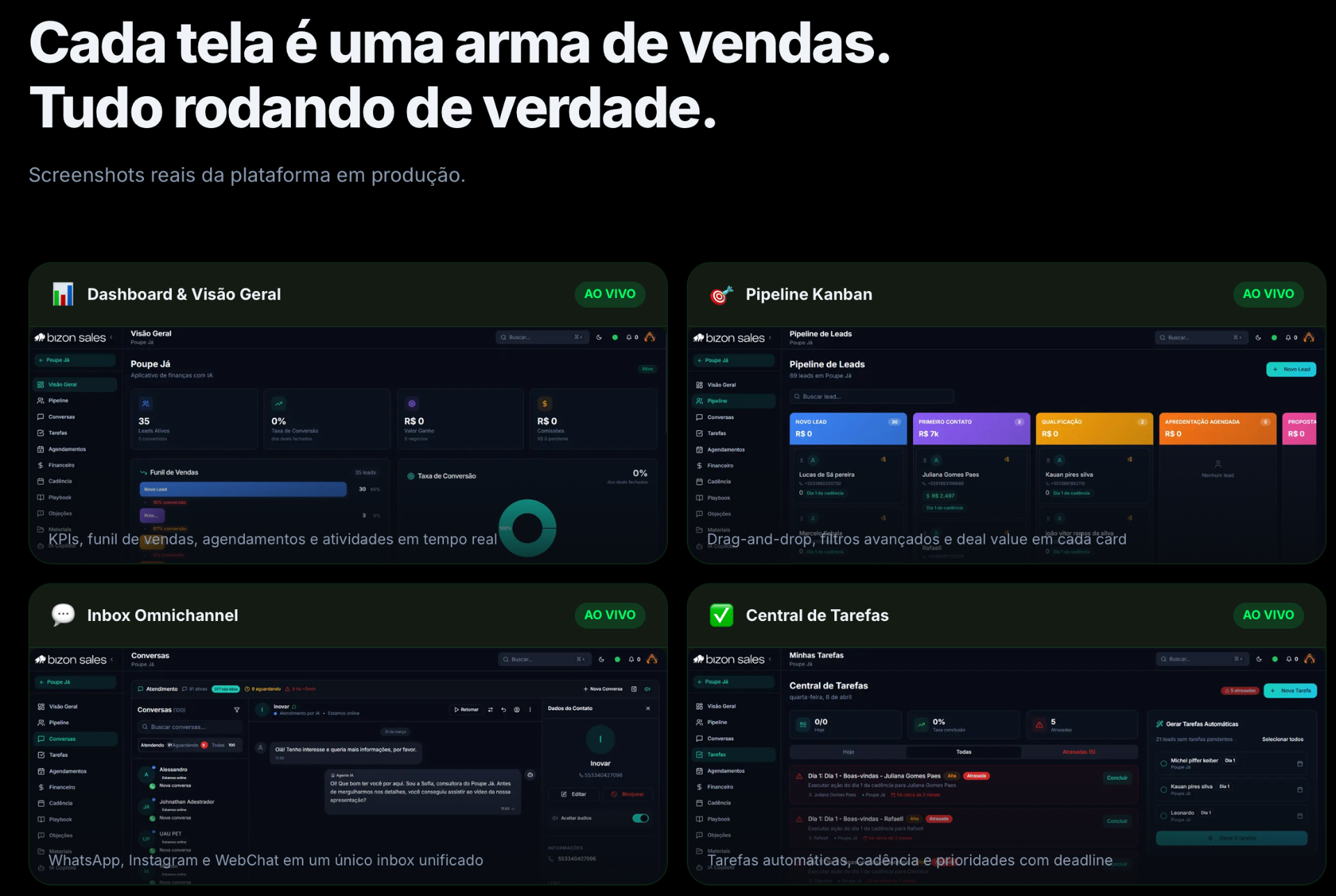Telas reais da plataforma VendaroPro — parte 1